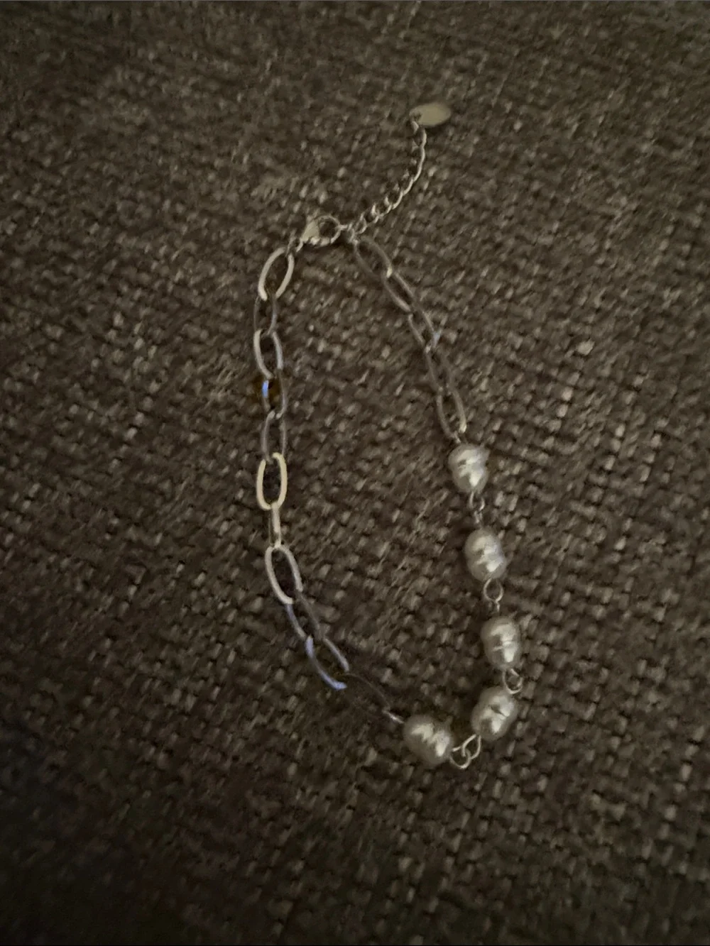 Silver Link Bracelet with Bead Accents - Silver